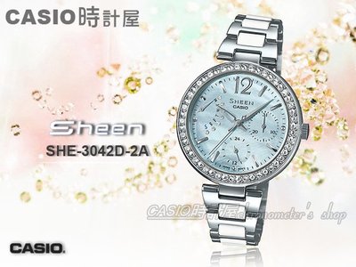 CASIO 時計屋 手錶專賣店 SHEEN SHE-3042D-2A 女錶 指針錶 不鏽鋼錶帶 藍 SHE-3042D