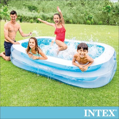 小江的店--【INTEX】長方型藍色透明游泳池262x175X56cm(770L) 15120051(56483N)