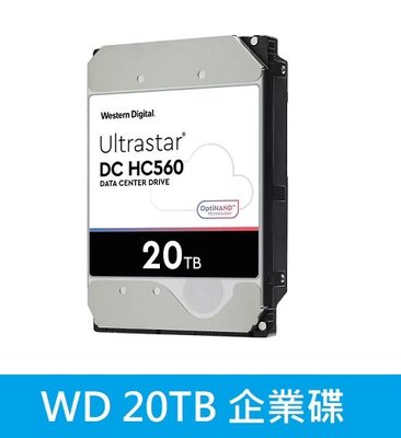公司貨五年保【WD 威騰】DC HC560 20TB 3.5吋 企業硬碟(WUH722020ALE6L4)