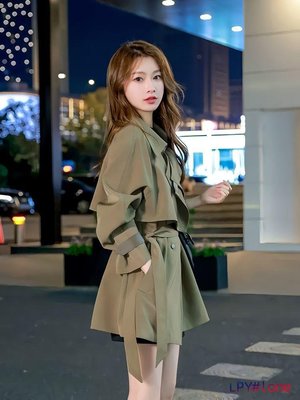 新品小個子風衣外套女春秋款中長款韓版時尚洋氣大衣高端設計