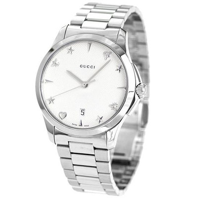 GUCCI YA1264028 古馳 手錶 40mm 白色面盤 不鏽鋼錶帶 女錶 男錶