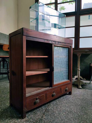 古董 檜木 茶道具 老台灣 玻璃櫃 柑仔店 展示櫃 黃檜 老傢俱
