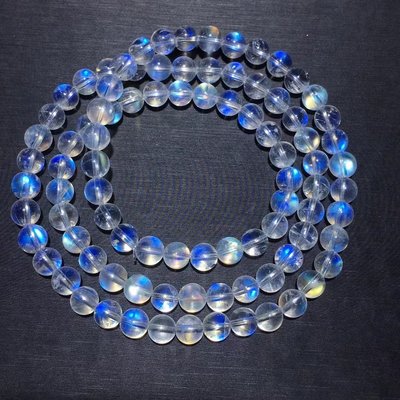 ❤妙玉生花優品購❤￼￼290510天然藍月光石多圈手鍊，顆顆帶藍光，晶體通透，6.1mm