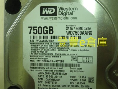【登豐e倉庫】 YF245 黑標 WD7500AARS-00Y5B1 750G SATA3 硬碟
