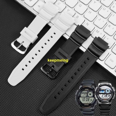 新款推薦 限時特賣代用卡西歐矽膠手錶帶電子錶SGW-300H/SGW-400H/AQW-100橡膠錶帶 z3510- 可開發票