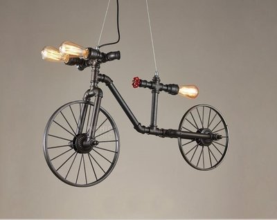 INPHIC-北歐鐵藝復古咖啡廳臥室餐廳吧臺特色工業風創意個性單車水管吊燈 自行車吊燈