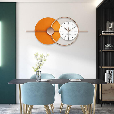 免打孔掛鐘輕奢代簡約大氣家用客廳壁掛時鐘燈創意墻壁裝飾鐘表