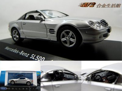 【WELLY 精品】1/43 Mercedes-Benz SL500 賓士 經典跑車~ 全新銀色,現貨特惠價!! ~