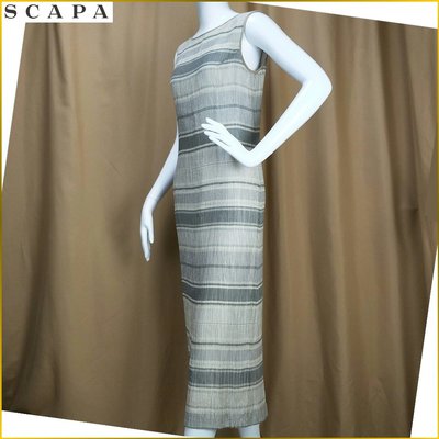 日本二手衣 過膝長洋裝 SCAPA 女M號 近新品 洋裝 亞麻 真絲 天然素材 連身裙 百貨專櫃品牌女裝 A3280S