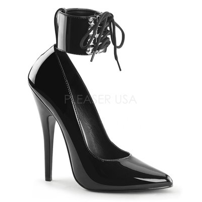 Shoes InStyle《六吋》美國品牌  DEVIOUS 原廠正品腳踝鎖頭漆皮極端高跟尖頭包鞋 有大尺碼『黑色』