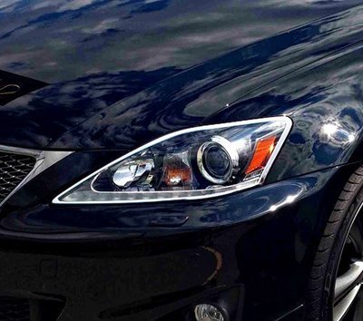 現貨熱銷-易車汽配 Lexus IS250C IS350C 2009 ~on 鍍鉻銀 改裝 車燈框飾貼 前燈框 頭燈框