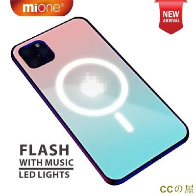 Mione IPhone 13 手機殼 LED來電發光 聲控閃光 蘋果玻璃殼 12 11 13 Pro max XS 保-MIKI精品