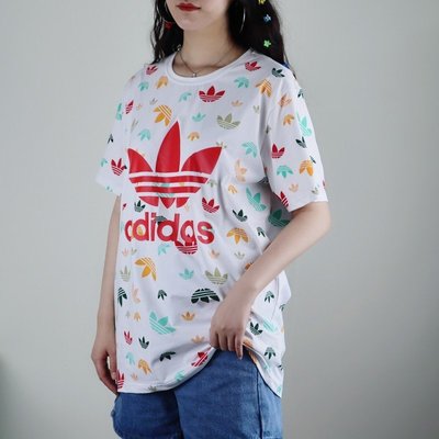 現貨熱銷-Adidas愛迪達三葉草純棉T恤夏季新款女士圓領透氣運動短袖T恤「1807潮品」