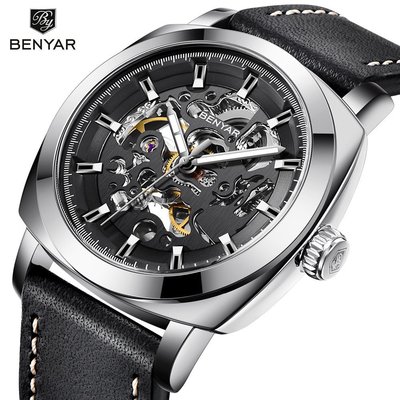 熱銷 手錶腕錶賓雅BENYAR 跨境手錶 鏤空機械錶全自動時尚男士手錶防水男錶5121