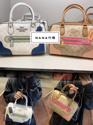 NaNa代購 COACH CH168 新款塗鴉印花女士波士頓包 後置拉鏈隔層 女士枕頭包 斜背包 附購證