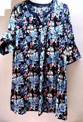 日本東京百貨公司專櫃購回@華麗優質氣質款花朵五分袖傘狀洋裝/等同XL尺寸/可當孕婦裝