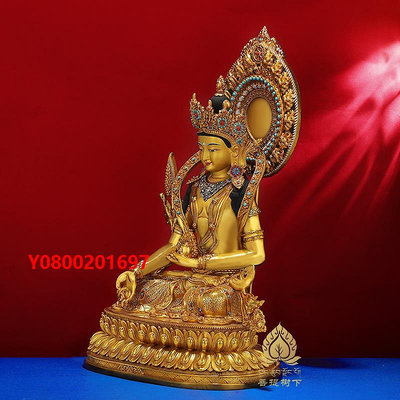 佛像尼泊爾工藝藏傳藏式地藏王佛像銅鎏金家用佛像擺件地藏王菩薩7寸