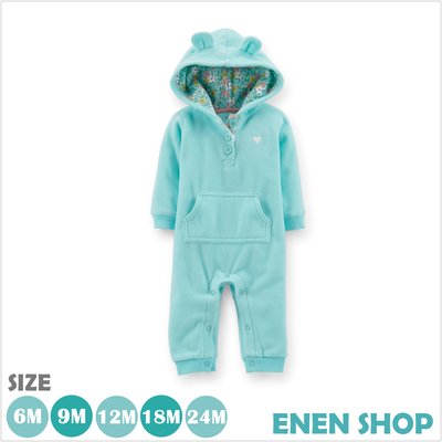 『Enen Shop』@Carters 藍綠色愛心款保暖連身衣 #118-927｜9M/12M/24M