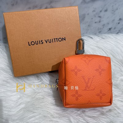 【翰貝格名牌館】全新真品 LV BOX POUCH 火焰橙色 方塊 手袋 吊飾 拉鍊 零錢包 M69308