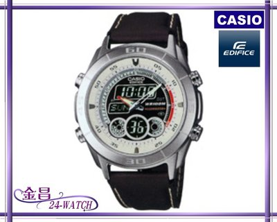 CASIO_EDIFICE # EFA-115 L-1 A 7 全新 雙顯賽車腕錶(白_皮帶)＊24-WATCH_金昌