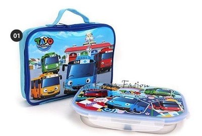 【正版】韓國 tayo 太友 小巴士公交車 五格 樂扣 不鏽鋼 餐盤 附蓋 附提袋