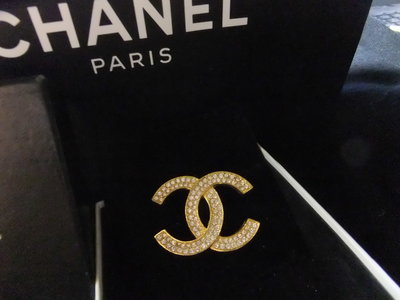 Chanel     雙C   logo    水鑽  胸針   Vintage