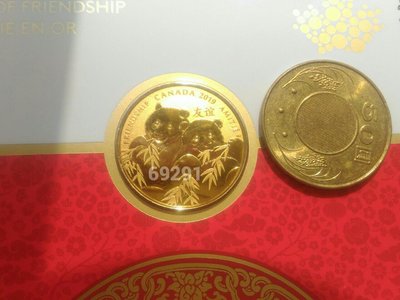 加拿大熊貓銀幣鍍金版~外觀像金幣的鍍金銀幣，熊貓銀幣，貓熊銀幣，銀幣，錢幣，紀念幣，幣~加拿大熊貓鍍金銀幣7.96克