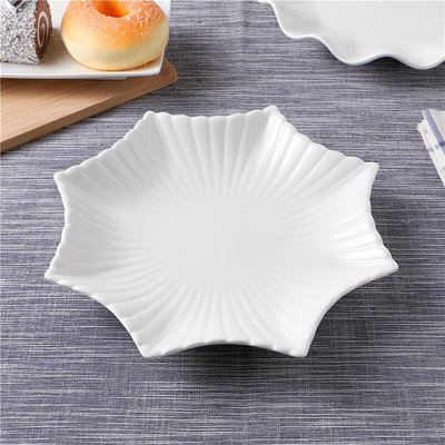 純白西餐盤子創意陶瓷異形家用餐具菜盤不規則八角海星熱菜湯盤