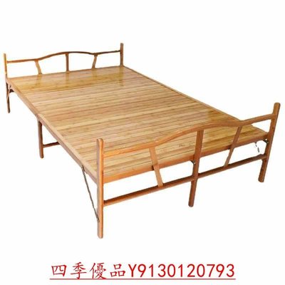 特賣-批發折疊床單人雙人家用簡易便捷碳化竹床1.2米1.5租房午休午睡硬