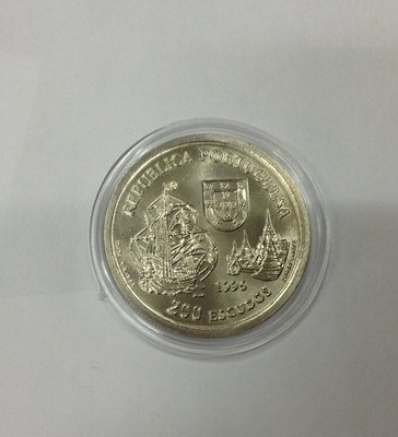 葡萄牙錢幣200ESC(1996年發行「發現泰國」1512錢幣1枚）送護幣盒，品相全新UNC,值得收藏，祝福您財源廣進，