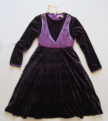 專櫃童裝[安妮雪麗] 女童紫色長袖圓領絨面公主洋裝(編號10070)~140