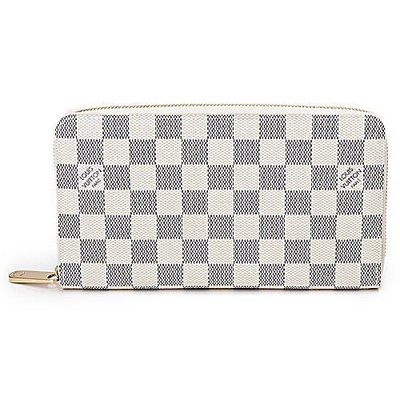 【二手】Louis Vuitton LV N60012 白棋盤格紋護照信用卡拉鍊長夾
