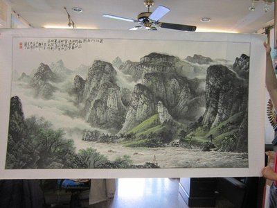 『府城畫廊-手繪國畫』山水畫－右流－源遠流長－90x180－(可加框)－歡迎查看關於我來聯繫－AF03