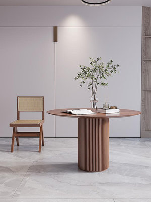 餐桌椅 創意北歐實木圓桌小戶型家用客廳簡約餐桌圓形咖啡桌設計師洽談桌--【爆款】~定金