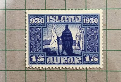 【郵卡庫2】【事件】冰島1930年SC156，15伊利冰島議會1000週年，原膠背貼新票 SP6250