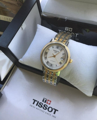 TISSOT Bridgeport T-Classic Automatic 白色錶盤 金色配銀色不鏽鋼錶帶 男士 自動機械錶 T0454072203300