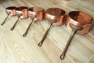 5件式法國紅銅鍋  古董 老件