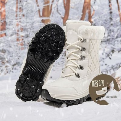 格調…女雪靴冬季女士防水坡高跟鞋 Botas Mujer 黑色米色哥特靴女士踝靴女士 E55N