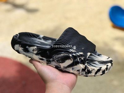 Adidas Adilette 22 3D打印 黑白 渲染 波浪紋 休閒拖鞋GX6947 男女鞋