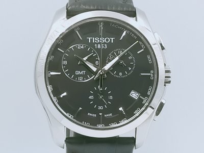 【發條盒子H0354】TISSOT天梭 Couturier建構師系列 GMT計時 黑面石英 經典男錶 盒單齊
