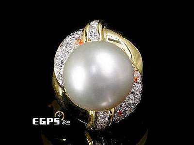 【永久流當品】天然鑽石 黃K金 珍珠 11.5mm 天然配鑽 珍珠戒指 QKC3929