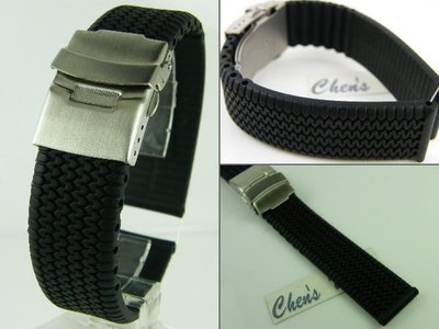 【錶帶家】高品質矽膠錶帶 18mm 20mm 22mm 24mm 代用 Chopard 蕭邦錶及各款錶賽車胎紋膠帶