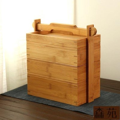 熱銷  提梁食盒 茶道收納盒 提籃 楠竹 收納盒 三層 茶具盒 多功能茶盤