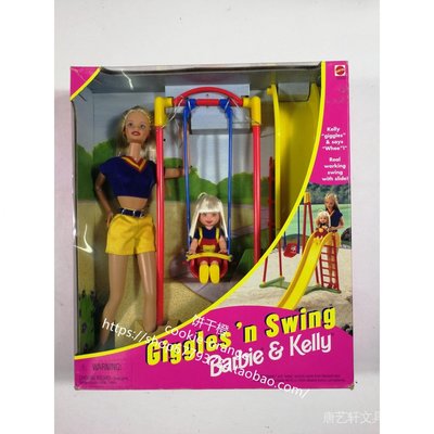 發0711 Barbie Kelly Giggles n Swing 1998 盪鞦韆芭比凱莉娃娃CC小铺