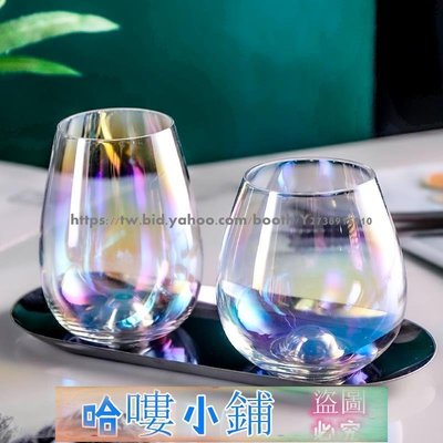 玻璃器具 酒杯 玻璃杯 果汁杯 喝水杯 彩虹淚珠玻璃杯子 北歐創意七彩炫彩杯水杯慕斯杯喝水杯