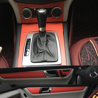 適用於2008-2010款奔馳C級內飾改裝貼紙 Benz賓士C级W204中控檔位碳纖維裝飾貼保護防刮貼改色貼膜