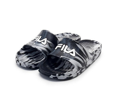 FILA 潑墨渲染黑色拖鞋 限定版 黑白拖鞋 防水拖鞋 4S356Y004