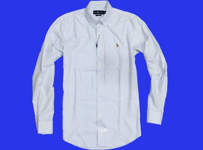 全新專櫃零碼POLO by Ralph Laure(藍色custom fit小彩馬)長袖襯衫3980現在特價1680元