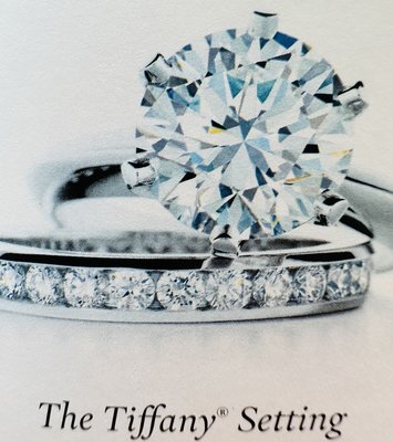 Tiffany&amp;Co. 附原廠盒 鑑定書 0.61克拉 F VVS2 pt950 六爪鑲婚戒Tiffany set