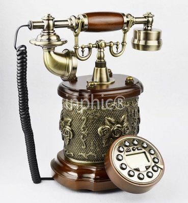 INPHIC-歐式仿舊電話機 古董電話機 實木電話機 復古電話